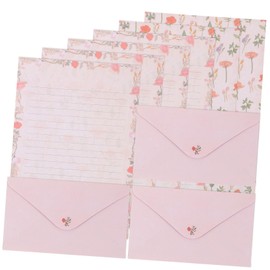 jojofuny 5 Sets Decorative Letter Paper and Envelope Kit Floral Animal Design Cute Stationery Set for Writing Invitations Greeting Cards Crafting