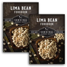 Fordhook Lima Bean Seeds for Planting - 2 Packets with Instructions to Plant and Grow Large Butter Beans in Your Home Vegetable Garden - Non-GMO Heirloom Variety - Survival Garden Seeds