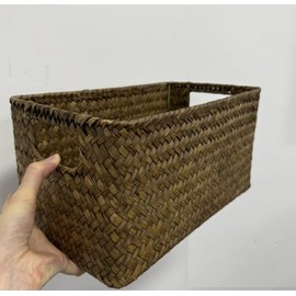 Hipiwe 2 Pack Wicker Baskets for Organizing Storage Bin with Built-in Handles Open Storage Bins, Small