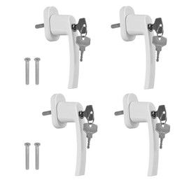CAMWAY Window Handles, Set of 4 Lockable Window Handles, with Lock in Pin Length 35 mm, Child Safety Window Lock for Children Thieves, for All Standard Windows and Balcony Doors