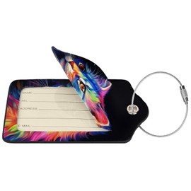 2 Pcs Funny Cats Luggage Tags for Suitcases Unique Leather Baggage Tags Identifiers for Travel Stainless Steel Loop Name Id Label