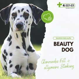 4-BEINER BEAUTY-DOG - Multi-Vitamine für Hunde mit MSM, Omega 3, Vitamin B-Komplex, Vitamin C, Biotin, Bierhefe, Mariendistel, Schwarzkümmelöl, Zink, Jod, Selen