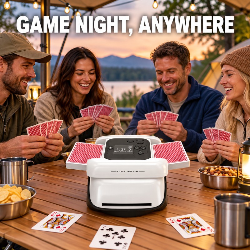 Automatic Card Shuffler and Dealer, 2400mAh Rechargeable 360° Poker Machine
