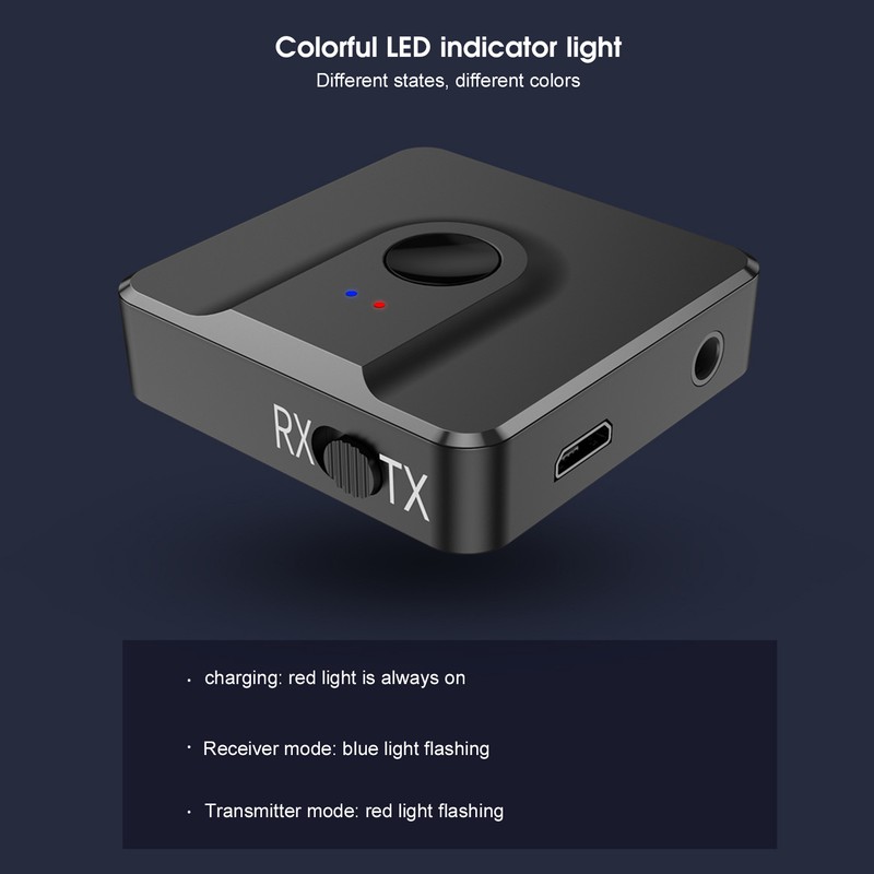 Bluetooth 5.0 Receiver Transmitter 2 In 1 Wireless Audio Adapter