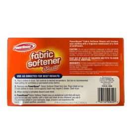 PowerHouse Fabric Softener Dryer Sheets, Wildflowers Scent, Static & Wrinkle 6pk