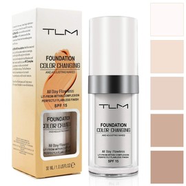 TLM Color Changing Foundation, Flawless Colour Changing Warm Skin Tone Liquid Foundation for Mature Skin, Waterproof Moisturizing Foundation Makeup Base Nude Concealer Full Coverage SPF, 30 ml