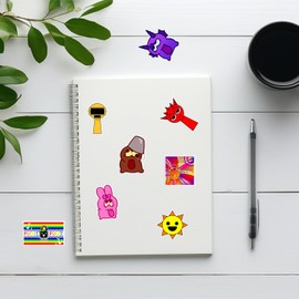 50Pcs Sprunki Plush Stickers, Cute Cartoon Incredibox Game Waterproof Graffiti Sticker, Funs Stuffed Scrapbook Music Stickers for Book, Skateboard, Laptop, Guitar, Suitcase