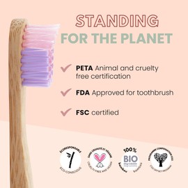 The future is bamboo Unicorn Toothbrush for Kids - Made from Sustainable Bamboo for a Natural & Eco-Friendly Feel, Soft Wave Bristles, Biodegradable Wooden Handle | (Pack of 4, Unicorn)