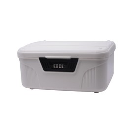 Begino Lockable Storage Container Bin, 2.3 Gallon Capacity Organizer Box with Combination Lock, Plastic Trunk, Usable As Item Organizer Or Office File Storage(White)