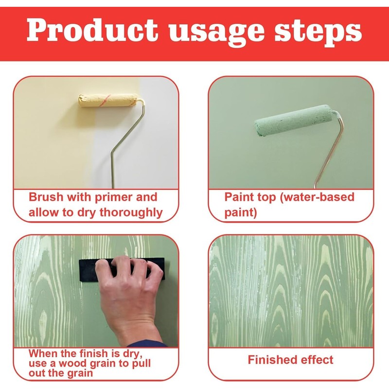 LMSNE Wood Graining Tool Set, 8 Pieces, Household Wallpaper Roller