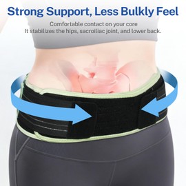 Sacroiliac SI Joint Belt,Back Brace Support,Trochanter Brace Belt,Alleviates Sciatic, Pelvic, Lower Back, Leg and Sacral Nerve Pain,Breathable Two-Panel Design with 4 Silicone strips(Adjustable)