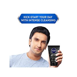 Nivea Men Deep Impact Intense Clean Face and Beard Wash - Carbón negro, 3.4 fl oz (3.3 oz)