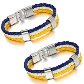 Aroncent Stylish Braided Leather Bracelet Cord Bracelet Fan Item Football World Cup & European Championship Country Style, Leather