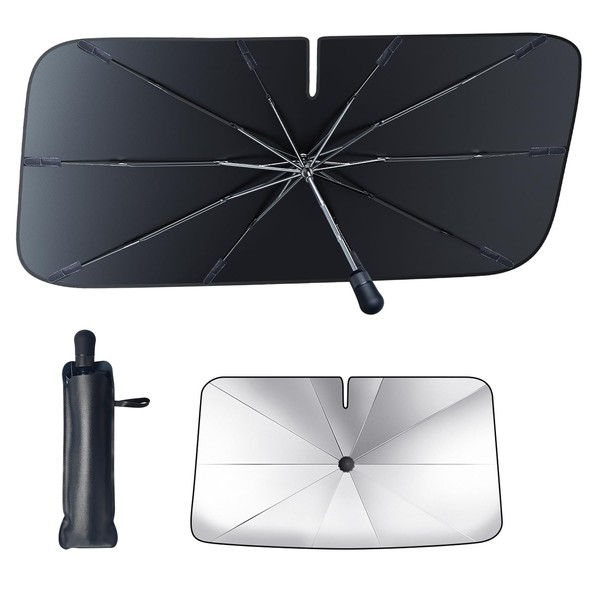 ODIPPO Sun Shade for Cars, Front and Car Sunshade, Telescoping