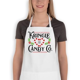 Christmas White Kitchen Baking Apron | Kringle Candy Company