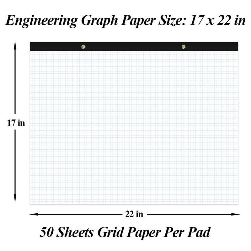 (2-Pack) Large Engineering Graph Paper Pad - 22" x 17"