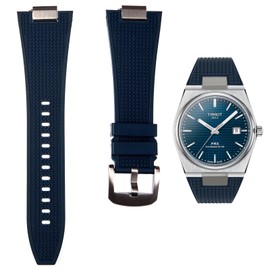 Waffle Tissot PRX FKM Rubber Watch Band for - Compatible with Tissot PRX 80 Automatic 40mm - Quick-Release with Metal Adaptor - 12mm - Watch Bands for Men & Women (Dark Blue, 12mm)