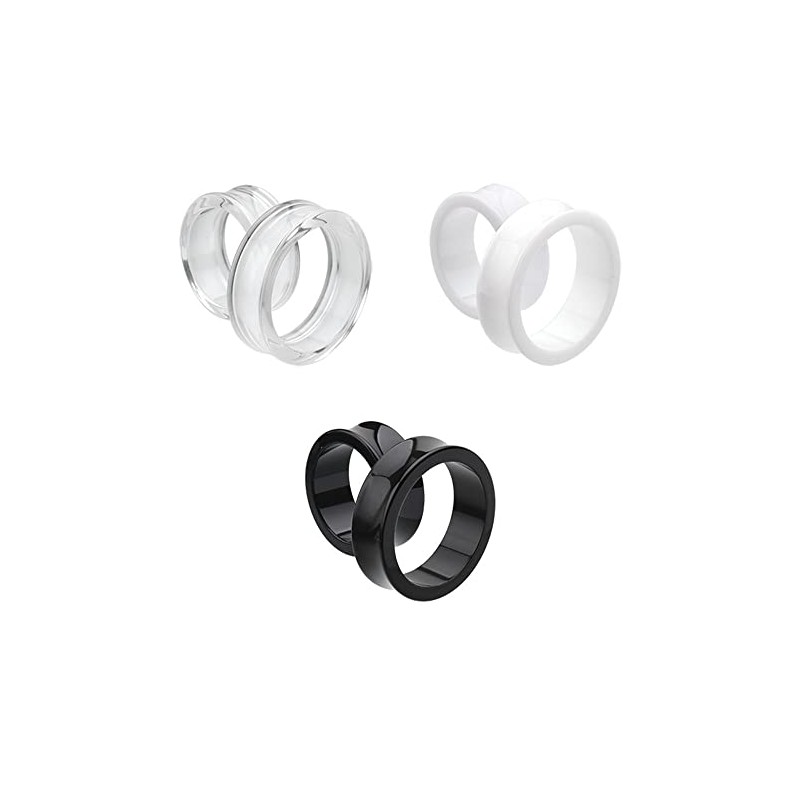 1 PAIR (2pcs) ACRYLIC TUNNELS Double Flare Gauges Solid Saddle