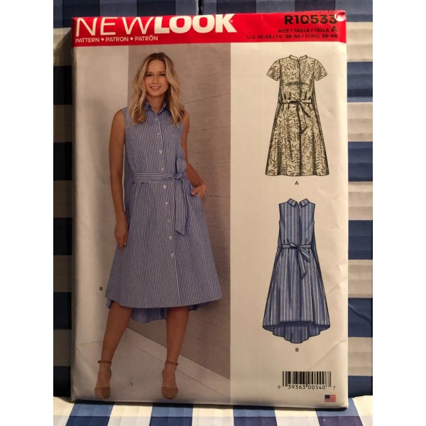 Simplicity Pattern #R10533 Misses High-Low Shift Dress Belt Button Front
