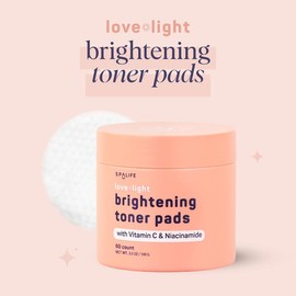 spa life Love & Light Brightening Toner Pads – For Uneven Skin Tone, Dark Spots & Discoloration, Clogged Pores, Dullness with Vitamin C, Niacinamide, & Hyaluronic Acid – Toner Pads for Face -  Moisturize & Hydrate Moisture Skincare