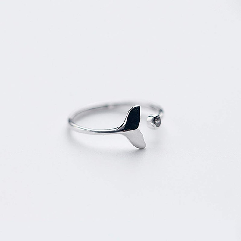 niumanery 925 Sterling Silver Solid Ring Exquisite Whale Tail Plain