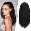 PEACOCO Drawstring Ponytail for Black Women Long Yaki Straight Ponytail