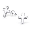 Mini Silver Cross Stud Earrings .925 Sterling Silver Plain Tiny