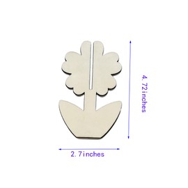 40PCS 3D Unfinished Blank Flower Wooden Cutouts Craft for Kids,Spring Tulip for Children's Painting DIY Room Decoration Gift Giving Surprise (40Flower)