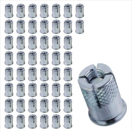Highcraft FJBN50 3/8 Inch Mini Drop in Anchors, Zinc Plated Carbon Steel, Knurled (50 Pack)