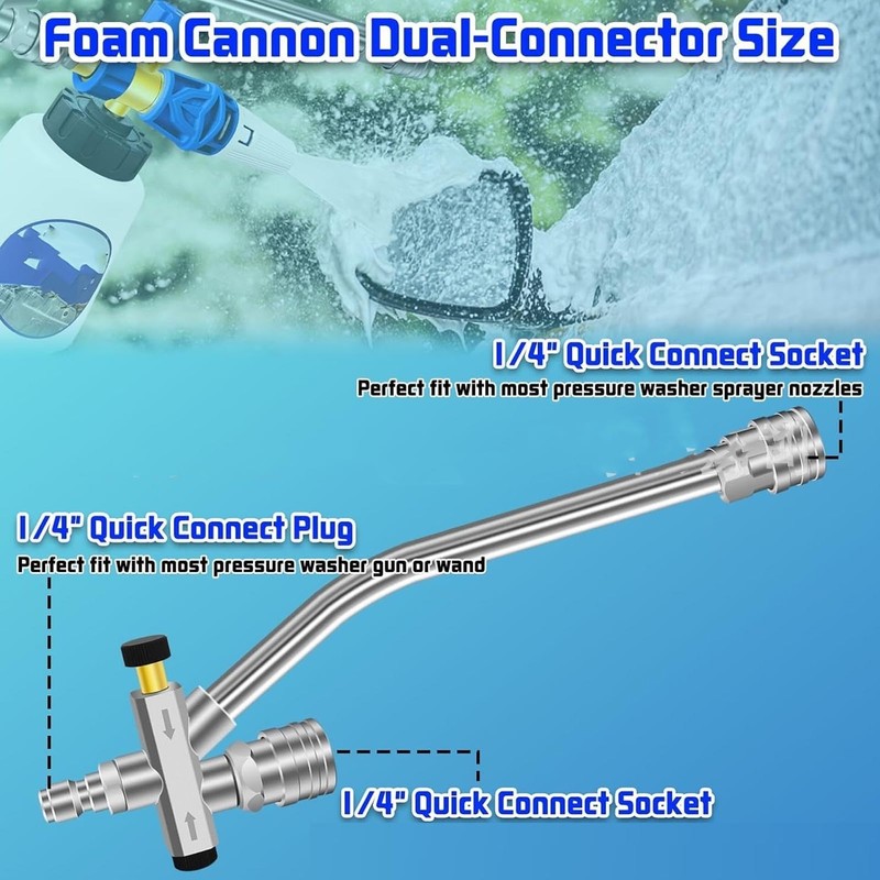 Luocute Foam Cannon Dual Connector Accessory, 6000psi Pressure Washer Double
