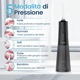Vimmk Irrigatore Orale Senza Fili, Idropulsore Dentale ad Acqua con Irrigatore Orale Dentale Ricaricabile Impermeabile IPX7 per Viaggi a Casa (Nero)