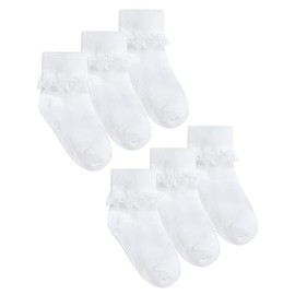 Undercover 6 Pairs Kids Lace Socks 43B187 White 9-12