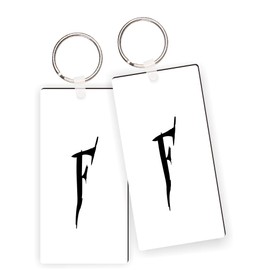 Island Gifting - Letter F Freaky Monogram Keychains Quirky Initial Keyring new car with Nickle Split Ring(x2)