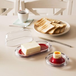 Omada Design Butterdose aus Durchsichtigen Acryl mit Hermetischer Kalotte. Butterdose 27 x 12 cm, ideal bei Niedrigen Temperaturen (Kühlschrank), Made in Italy, Linea Crystal, Weiße Farbe