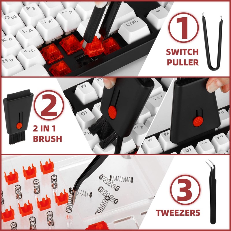 RunJRX YIMAGUJRX 32 Switches Acrylic Lube Station,Keyboard Lube Kit,Switch Opener,Switch