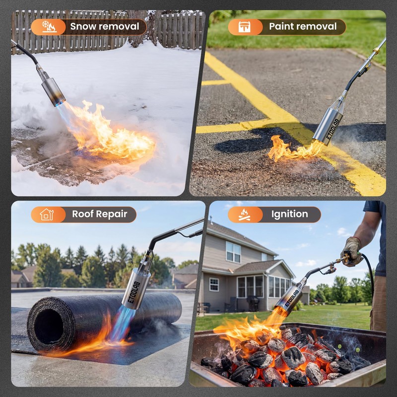 Propane Torch Weed Burner, 1,800,000 BTU,14FT Safety Hose, 2-in-1 Two