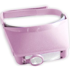 HAWK OPTICALS Pink Visor-Type Head Worn Magnifier | 3-Level Magnification in Pink | Adjustable Band | Versatile Flip-Down Visor