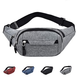 Canotagio Cangurera Deportiva de Viaje con Tela Impermeable de Amplia Capacidad. Para Hombre y Mujer. Excelente Riñonera de Viaje Ajustable. Fanny Pack/Running Belt/Travel Pouch. (Gris)