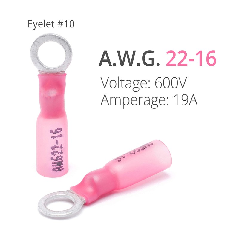 Wirefy 150 PCS Heat Shrink Ring Terminals #10 - Marine
