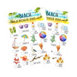 Zcsni 25 Pcs Beach Scavenger Hunt Cards, Outdoor Scavenger Hunts, Camping Scavenger Hunt Game Set, Outdoor Travel Seek Activity, Summer Holiday Party Games for Family Friend, A05