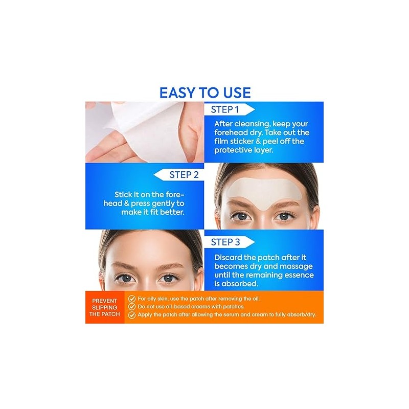 SILKDERMIS Forehead Wrinkle Patches 12Pcs with Aloe, Collagen, Vitamin E,