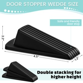 Frienda 18 Pcs Door Stoppers Bulk for Bottom of Door Rubber Door Wedge Stop Height up to 1.2 Inches Sturdy Door Stop Bulk for Heavy Duty Door Bottom Carpet Tile Concrete Wooden Floor (Black)