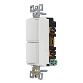 ESD Double Rocker Decorator Light Switch Single Pole 15A 120V UL Listed 1 Pack White