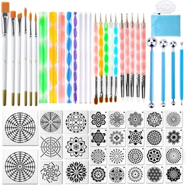 Mandala Dotting Tools,Augshy 58PCS Dot Painting Tools Set Rock Painting Kits with a Blue Zipper Waterproof Storage Bag for Rock Painting