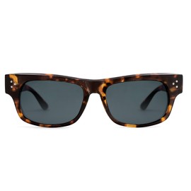 SOJOS Retro Square Polarized Sunglasses for Women and Men Vintage Shades UV400 Sun Glasses SJ2338, Tortoise Frame/Grey Lens