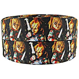 Chucky Doll Horror 1 Inch Wide Repeat Ribbon Sold in Yard Lots (5 Yards)