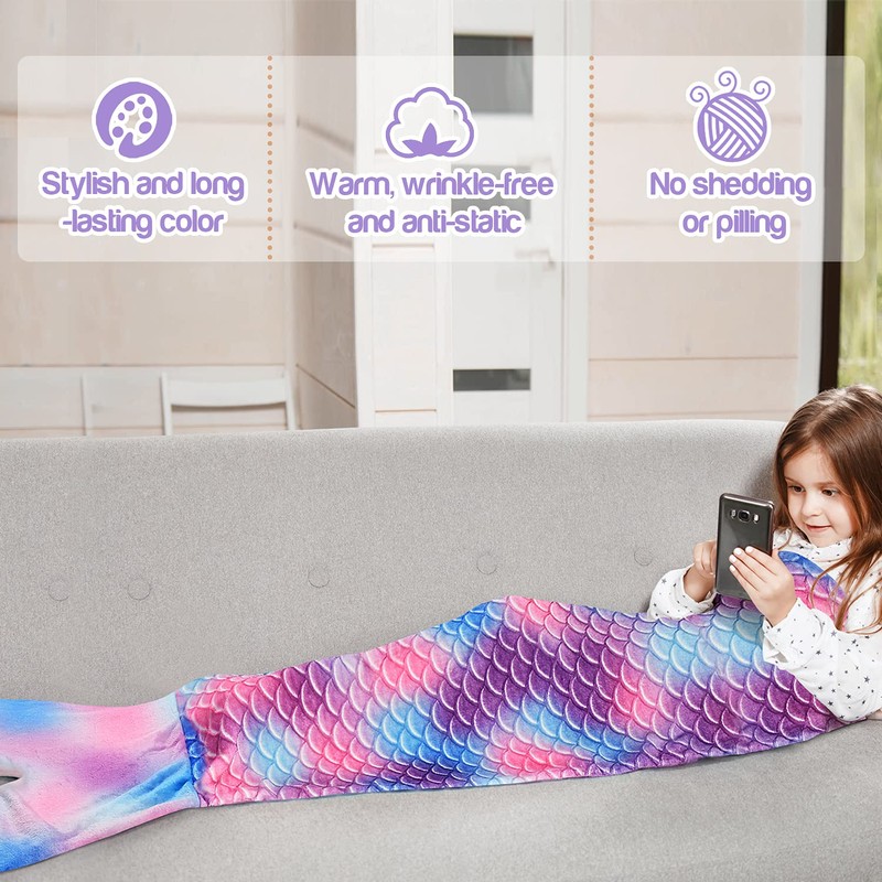 Mermaid Tail Blanket, Soft Warm Plush Fleece Sleeping Bag Snuggle