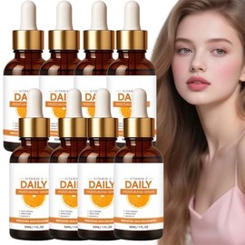 Suero de vitamina C para la cara, suero iluminador antienvejecimiento, hidratante y nutre, piel suave y suave, ayuda a mejorar la piel opaca de manera radiante, para hombre y mujer (8Pcs)