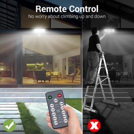 NOVOSTELLA Security Lights Motion Sensor, 1Pack LED Flood Lights Outdoor with Remote, Dusk to Dawn 45W 5000lm 5000K, 3 Heads Wired Wall Adjustable Floodlights, IP65 Waterproof for Garage Yard House