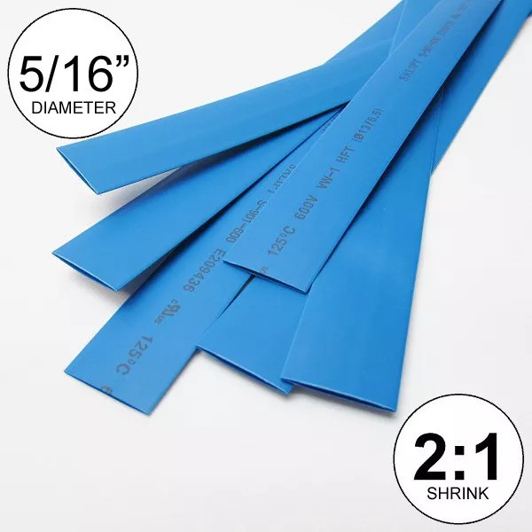 Yongli 5/16" ID Blue Heat Shrink Tube 2:1 ratio wrap
